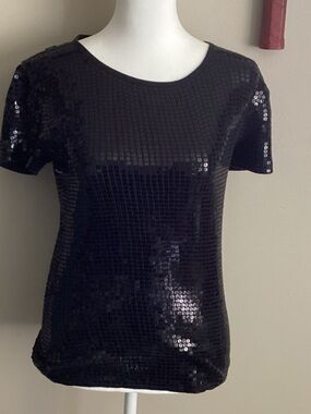 Michael Kors Black Short-Sleeve Sequin Tee